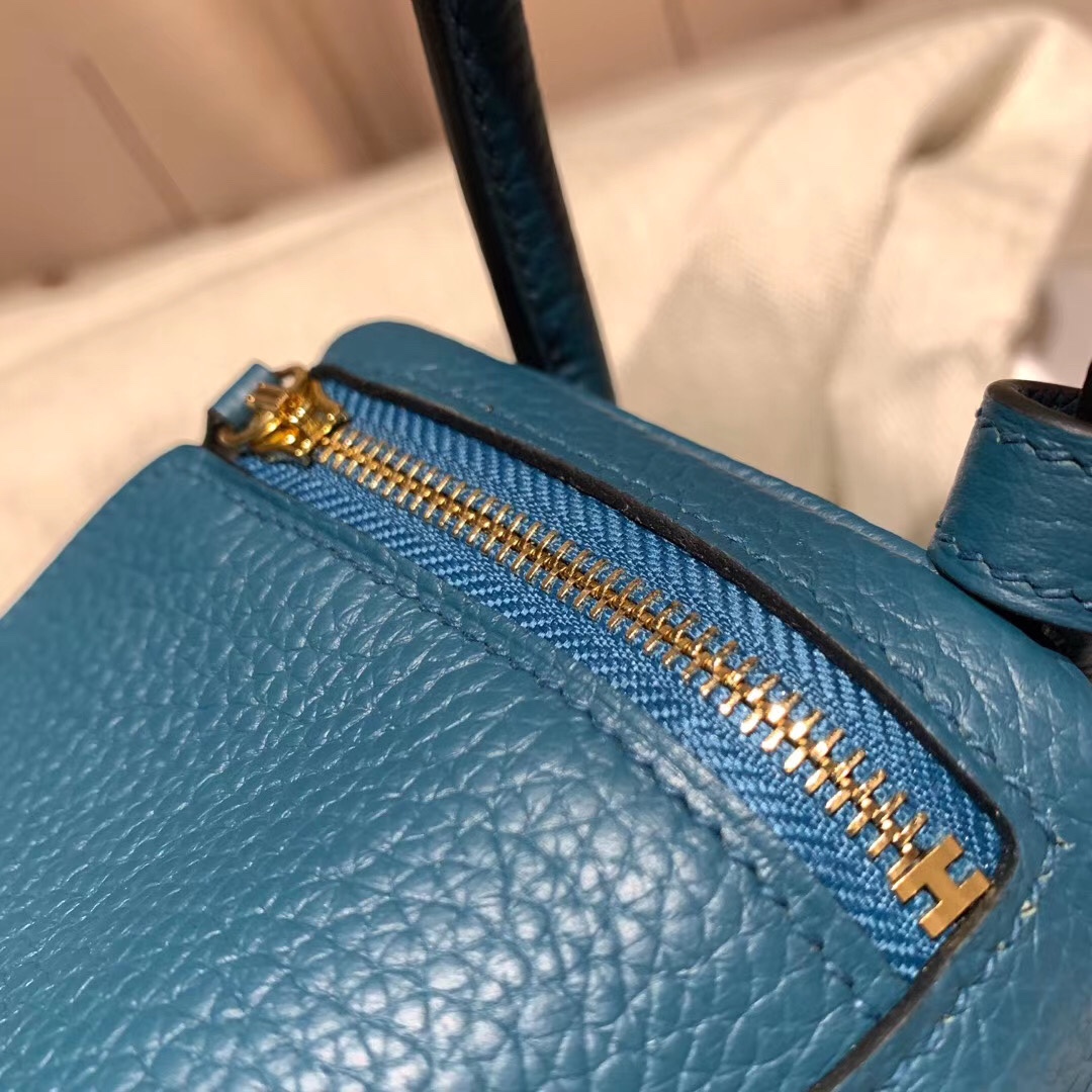 에르메스 미니 린디백19 블루드프루스 금장 끌레망스 가죽